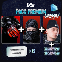 PACK PREMIUM URBAN - Cagoule Balnia Shadow-Spider + Gants Balnia Anniversary + Bonnet Urban + 2 Stickers Balnia Holographique